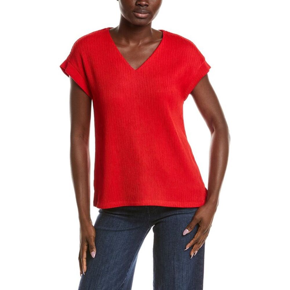 Anne Klein Womens  Crinkle Pintuck Knit Top, Pink